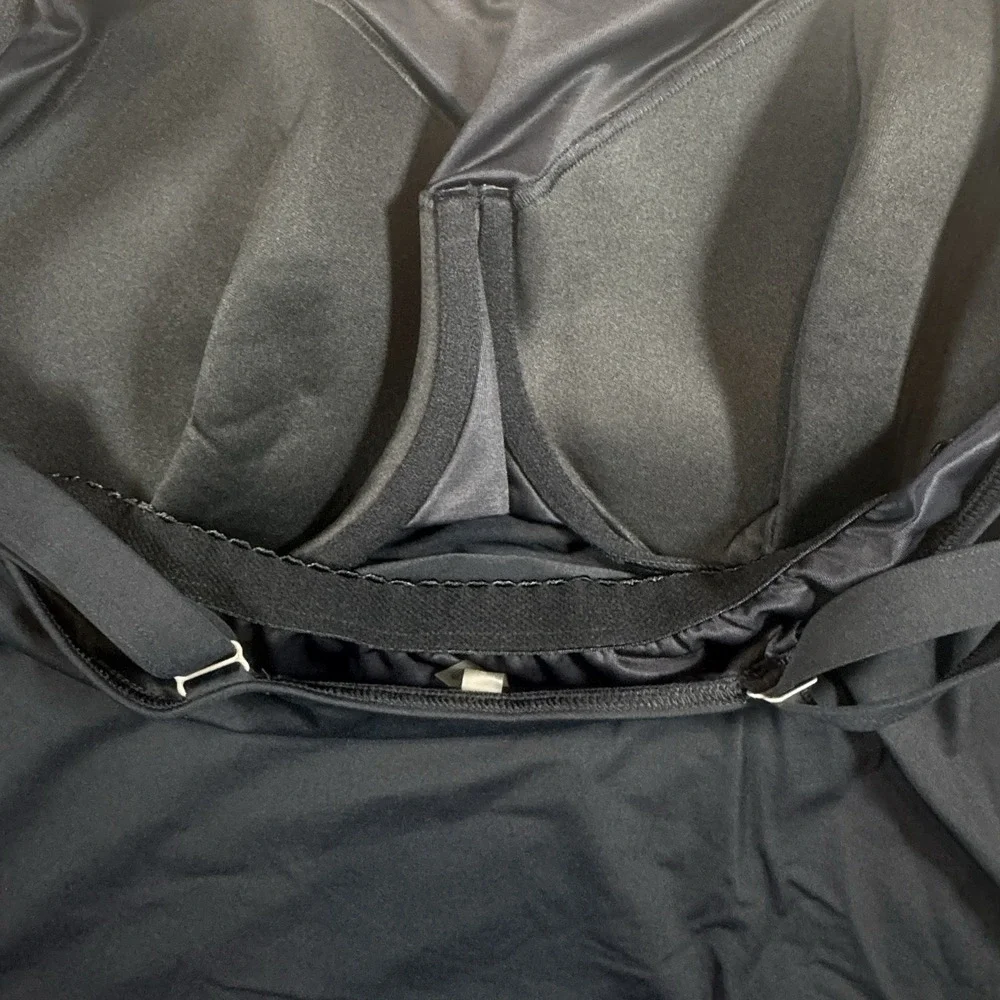 LANDS' END Tankini Top Women's 24W Black Square Neck‎ Underwire Swimsuit